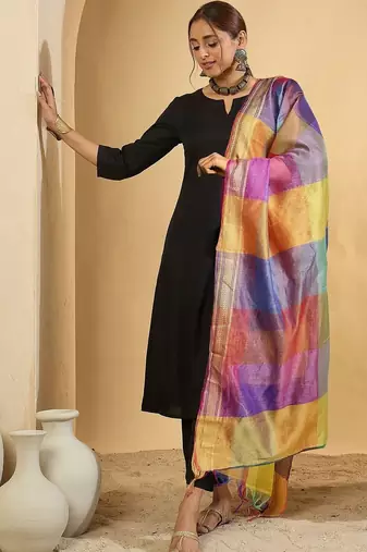 Women Regular Kurta with Palazzos & With Dupatta