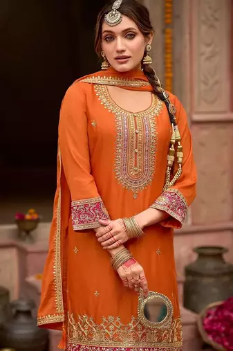 Women Ethnic Motifs Embroidered Regular Kurta with Patiala & With Dupatta