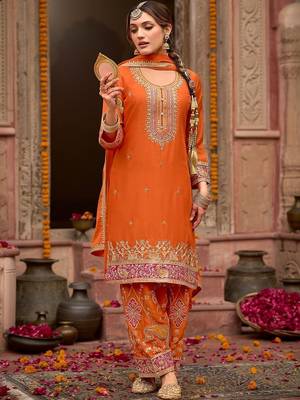 Women Ethnic Motifs Embroidered Regular Kurta with Patiala & With Dupatta 3