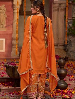 Women Ethnic Motifs Embroidered Regular Kurta with Patiala & With Dupatta 4