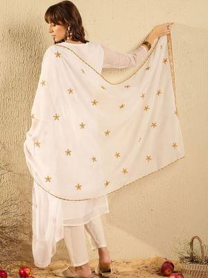 Women Ethnic Motifs Embroidered Regular Thread Work Kurta with Trousers & With Dupatta 7