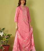 Women Ethnic Motifs Embroidered Regular Thread Work Kurta with Trousers & With Dupatta