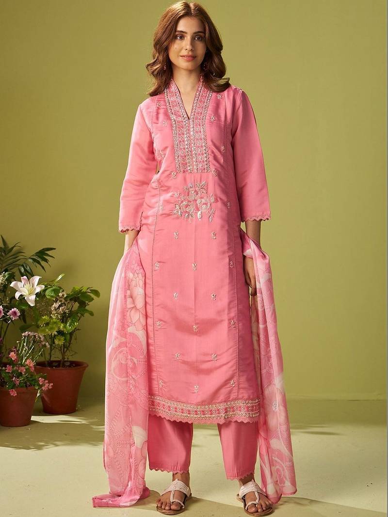 Women Ethnic Motifs Embroidered Regular Thread Work Kurta with Trousers & With Dupatta