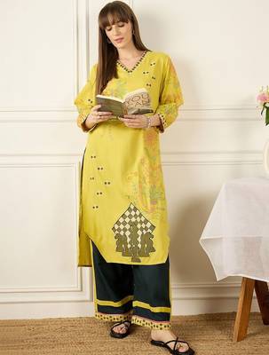 Women Ethnic Motifs Embroidered Regular Thread Work Kurta with Palazzos 1