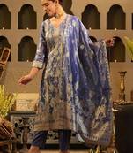 Women Ethnic Motifs Regular Liva Kurta with Trousers & With Dupatta