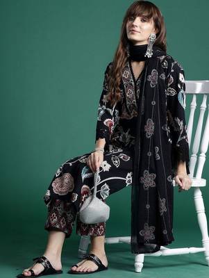 Women Floral Printed Regular Pure Cotton Kurta with Trousers & With Dupatta 4