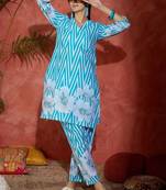 Women Printed Regular Pure Cotton Kurta with Trousers