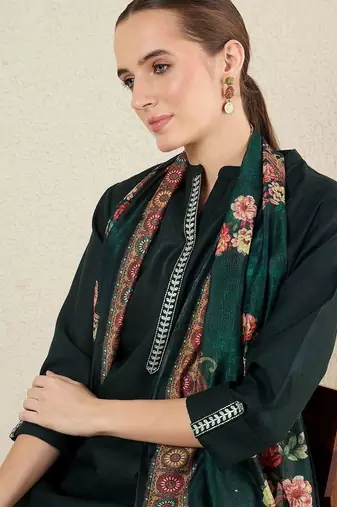 Women Floral Embroidered Regular Thread Work Kurta with Trousers & With Dupatta