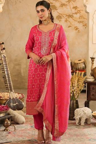 Women Ethnic Motifs Regular Kurta with Trousers & With Dupatta
