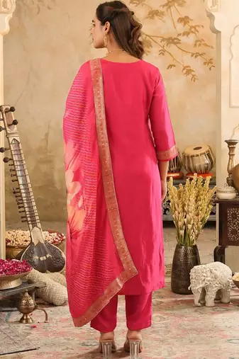 Women Ethnic Motifs Regular Kurta with Trousers & With Dupatta