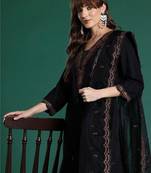 Women Ethnic Motifs Embroidered Regular Thread Work Kurta with Palazzos & With Dupatta