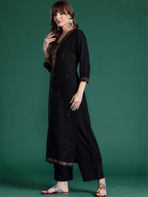 Women Ethnic Motifs Embroidered Regular Thread Work Kurta with Palazzos & With Dupatta 4