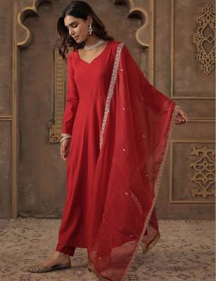 Women Regular Liva Kurta with Trousers & With Dupatta 1