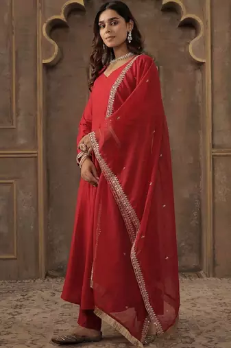 Women Regular Liva Kurta with Trousers & With Dupatta
