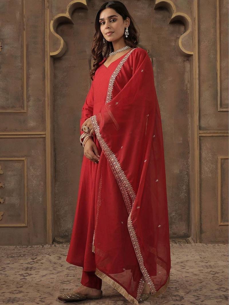 Women Regular Liva Kurta with Trousers & With Dupatta