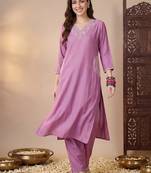 Women Ethnic Motifs Embroidered Regular Thread Work Kurta with Trousers
