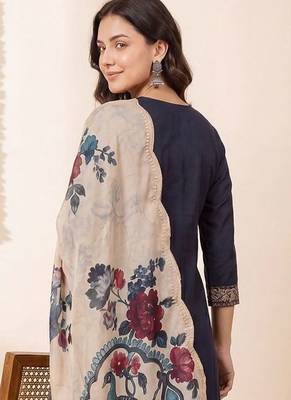 Ethnic Motifs Embroidered Regular Thread Work Kurta with Patiala & With Dupatta 6