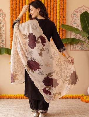 Women Floral Embroidered Regular Kurta with Palazzos & With Dupatta 6