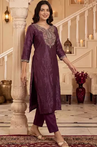 Women Ethnic Motifs Regular Thread Work Kurta with Trousers