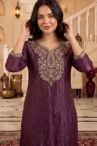 Women Ethnic Motifs Regular Thread Work Kurta with Trousers