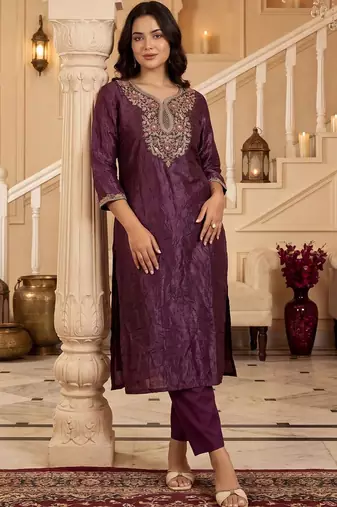 Women Ethnic Motifs Regular Thread Work Kurta with Trousers