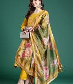 Women Floral Embroidered Regular Kurta with Trousers & With Dupatta