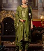 Women Ethnic Motifs Embroidered Regular Thread Work Kurta with Trousers & With Dupatta