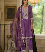 Women Ethnic Motifs Embroidered Regular Kurta with Trousers & With Dupatta