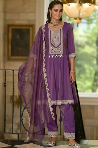 Women Ethnic Motifs Embroidered Regular Kurta with Trousers & With Dupatta