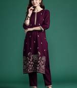 Women Floral Embroidered Regular Thread Work Kurta with Trousers
