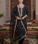 Women Ethnic Motifs Embroidered Regular Thread Work Kurta with Trousers & With Dupatta