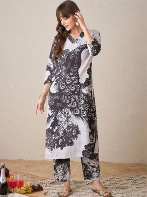 Women Ethnic Motifs Printed Regular Pure Cotton Kurta with Trousers 1