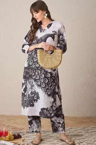 Women Ethnic Motifs Printed Regular Pure Cotton Kurta with Trousers