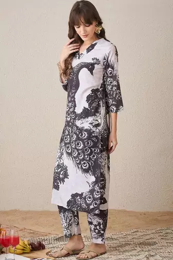 Women Ethnic Motifs Printed Regular Pure Cotton Kurta with Trousers