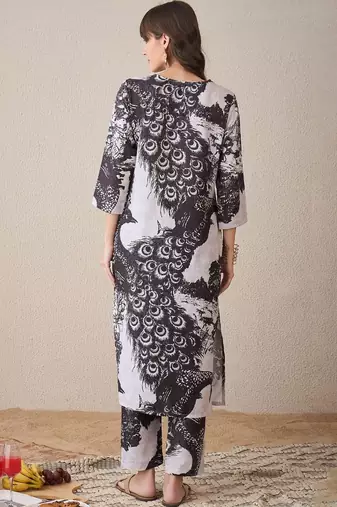 Women Ethnic Motifs Printed Regular Pure Cotton Kurta with Trousers