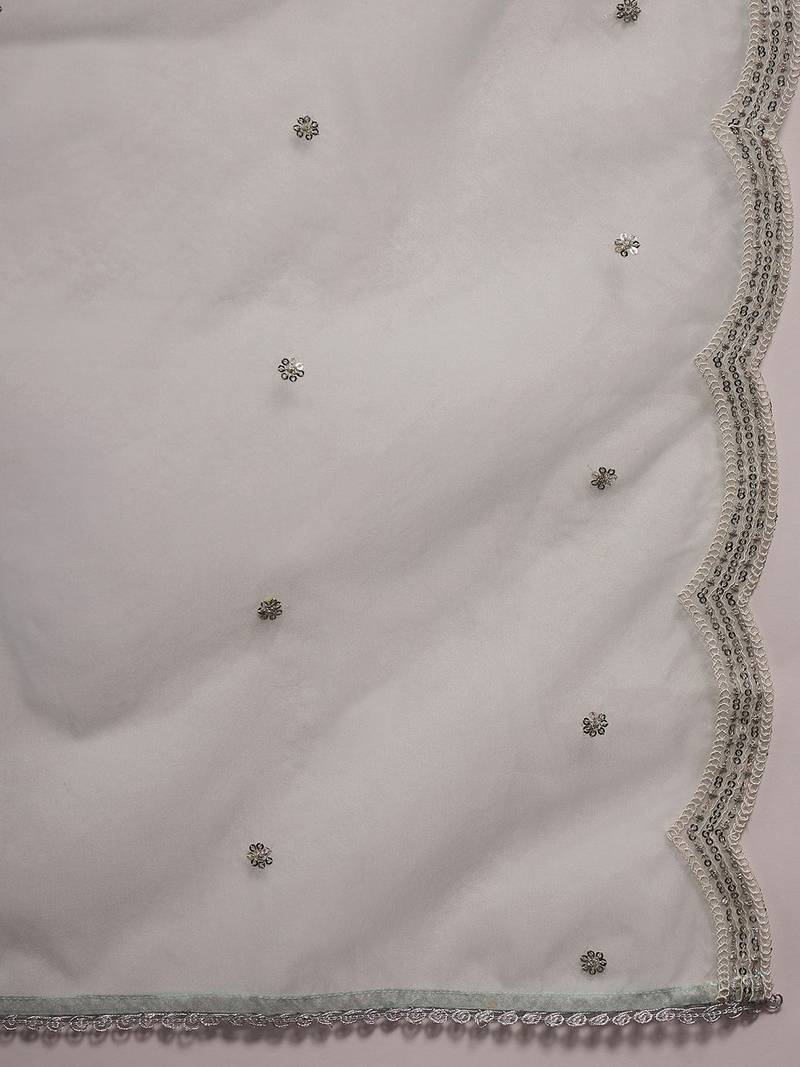 Women Ethnic Motifs Embroidered Regular Sequinned Kurta with Trousers & With Dupatta