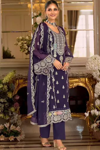 Women Ethnic Motifs Embroidered Regular Kurta with Trousers & With Dupatta