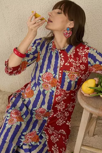 Women Floral Printed Regular Pure Cotton Kurta with Trousers