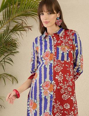 Women Floral Printed Regular Pure Cotton Kurta with Trousers 4