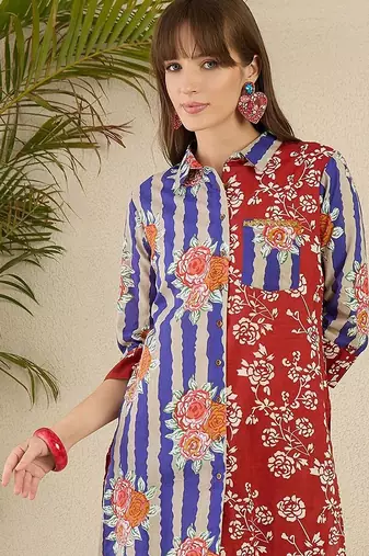 Women Floral Printed Regular Pure Cotton Kurta with Trousers