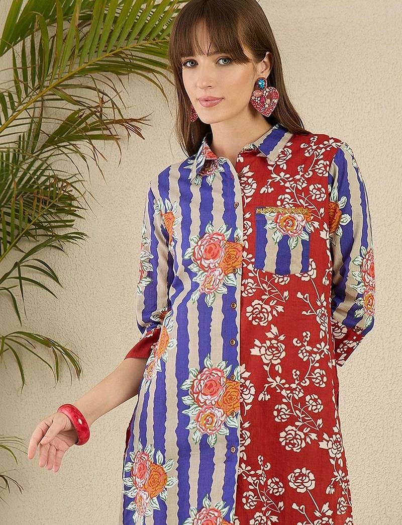 Women Floral Printed Regular Pure Cotton Kurta with Trousers