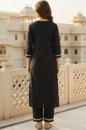 Women Ethnic Motifs Embroidered Regular Thread Work Pure Cotton Kurta with Trousers & With Dupatta