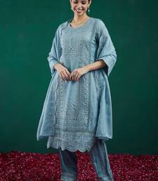 Women Ethnic Motifs Embroidered Regular Thread Work Kurta with Trousers & With Dupatta