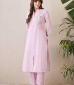 Women Floral Embroidered Regular Thread Work Pure Cotton Kurta with Trousers