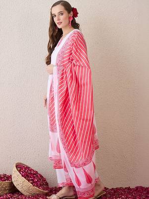 Women Ethnic Motifs Printed Regular Pure Cotton Kurta with Trousers & With Dupatta 6