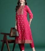 Women Ethnic Motifs Embroidered Regular Thread Work Pure Cotton Kurta with Trousers