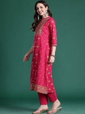 Women Ethnic Motifs Embroidered Regular Thread Work Pure Cotton Kurta with Trousers 2