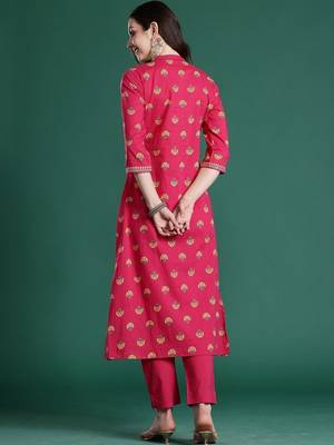Women Ethnic Motifs Embroidered Regular Thread Work Pure Cotton Kurta with Trousers 3