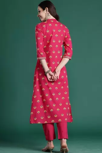 Women Ethnic Motifs Embroidered Regular Thread Work Pure Cotton Kurta with Trousers