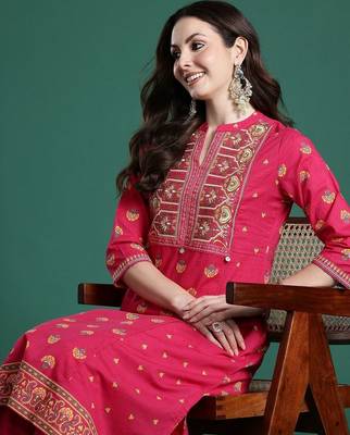 Women Ethnic Motifs Embroidered Regular Thread Work Pure Cotton Kurta with Trousers 4